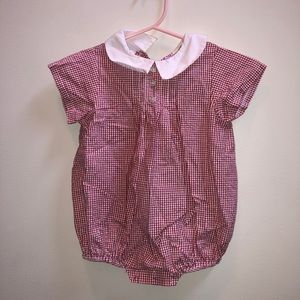 Red gingham collared bubble romper
